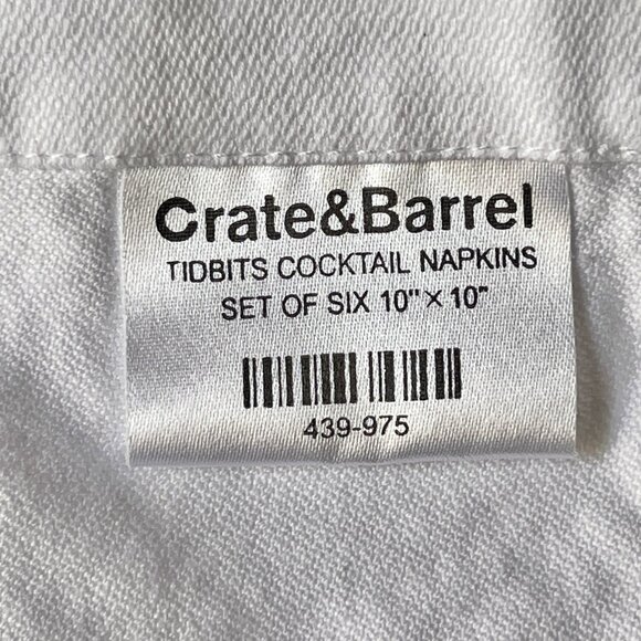 Crate & Barrel Tidbits Cocktail Napkins Embroidered Set Of 3 Cotton 10"x9.5” - Picture 5 of 6